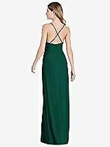 Rear View Thumbnail - Hunter Green Pleated Skirt Crepe Maxi Dress with Pockets