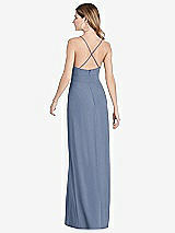 Rear View Thumbnail - Larkspur Blue Pleated Skirt Crepe Maxi Dress with Pockets