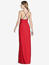 Rear View Thumbnail - Parisian Red Pleated Skirt Crepe Maxi Dress with Pockets