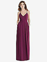 Front View Thumbnail - Ruby Pleated Skirt Crepe Maxi Dress with Pockets
