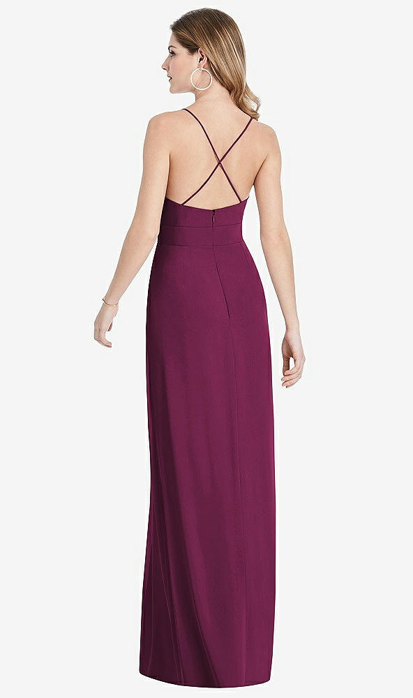 Back View - Ruby Pleated Skirt Crepe Maxi Dress with Pockets