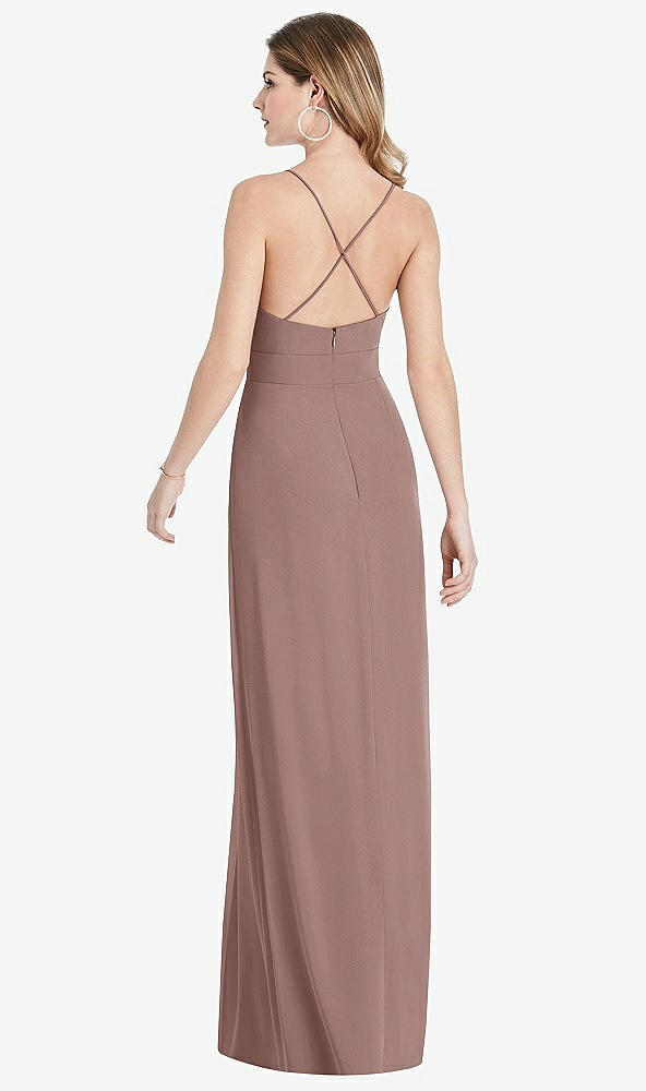 Back View - Sienna Pleated Skirt Crepe Maxi Dress with Pockets