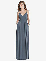 Front View Thumbnail - Silverstone Pleated Skirt Crepe Maxi Dress with Pockets