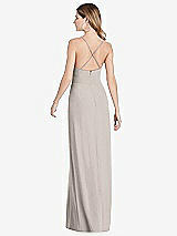 Rear View Thumbnail - Taupe Pleated Skirt Crepe Maxi Dress with Pockets