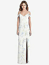 Front View Thumbnail - Bleu Garden Off-the-Shoulder Chiffon Trumpet Gown with Front Slit