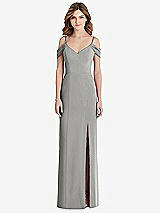 Front View Thumbnail - Chelsea Gray Off-the-Shoulder Chiffon Trumpet Gown with Front Slit