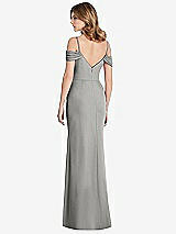 Rear View Thumbnail - Chelsea Gray Off-the-Shoulder Chiffon Trumpet Gown with Front Slit