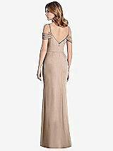 Rear View Thumbnail - Topaz Off-the-Shoulder Chiffon Trumpet Gown with Front Slit