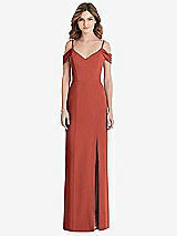 Front View Thumbnail - Amber Sunset Off-the-Shoulder Chiffon Trumpet Gown with Front Slit