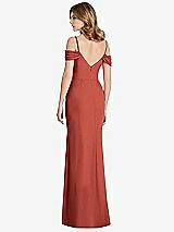 Rear View Thumbnail - Amber Sunset Off-the-Shoulder Chiffon Trumpet Gown with Front Slit