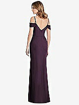Rear View Thumbnail - Aubergine Off-the-Shoulder Chiffon Trumpet Gown with Front Slit