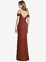 Rear View Thumbnail - Auburn Moon Off-the-Shoulder Chiffon Trumpet Gown with Front Slit