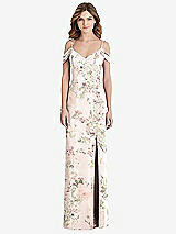 Front View Thumbnail - Blush Garden Off-the-Shoulder Chiffon Trumpet Gown with Front Slit