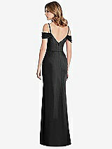 Rear View Thumbnail - Black Off-the-Shoulder Chiffon Trumpet Gown with Front Slit