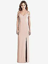 Front View Thumbnail - Cameo Off-the-Shoulder Chiffon Trumpet Gown with Front Slit