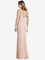 Rear View Thumbnail - Cameo Off-the-Shoulder Chiffon Trumpet Gown with Front Slit