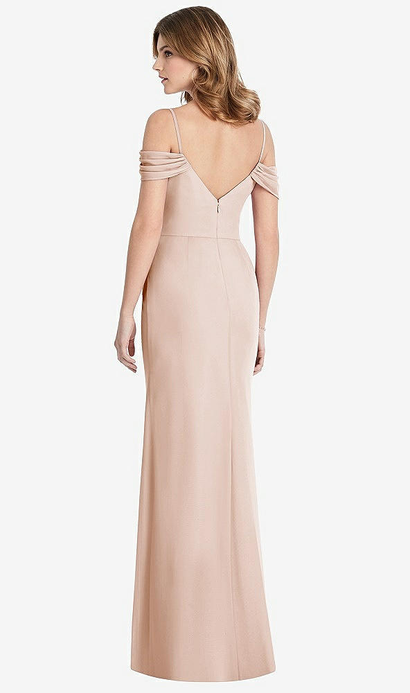 Back View - Cameo Off-the-Shoulder Chiffon Trumpet Gown with Front Slit