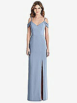 Front View Thumbnail - Cloudy Off-the-Shoulder Chiffon Trumpet Gown with Front Slit