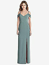 Front View Thumbnail - Icelandic Off-the-Shoulder Chiffon Trumpet Gown with Front Slit