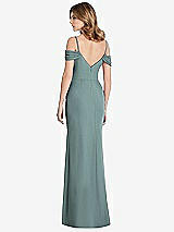 Rear View Thumbnail - Icelandic Off-the-Shoulder Chiffon Trumpet Gown with Front Slit