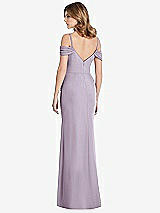 Rear View Thumbnail - Lilac Haze Off-the-Shoulder Chiffon Trumpet Gown with Front Slit