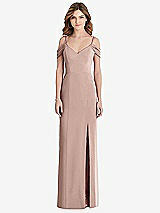 Front View Thumbnail - Neu Nude Off-the-Shoulder Chiffon Trumpet Gown with Front Slit