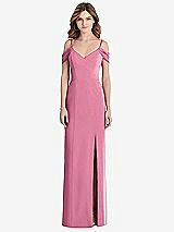 Front View Thumbnail - Orchid Pink Off-the-Shoulder Chiffon Trumpet Gown with Front Slit