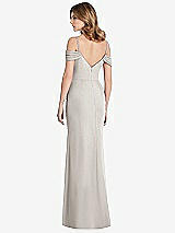 Rear View Thumbnail - Oyster Off-the-Shoulder Chiffon Trumpet Gown with Front Slit