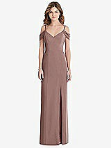Front View Thumbnail - Sienna Off-the-Shoulder Chiffon Trumpet Gown with Front Slit