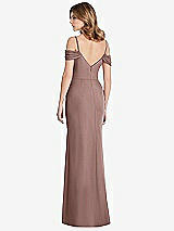 Rear View Thumbnail - Sienna Off-the-Shoulder Chiffon Trumpet Gown with Front Slit