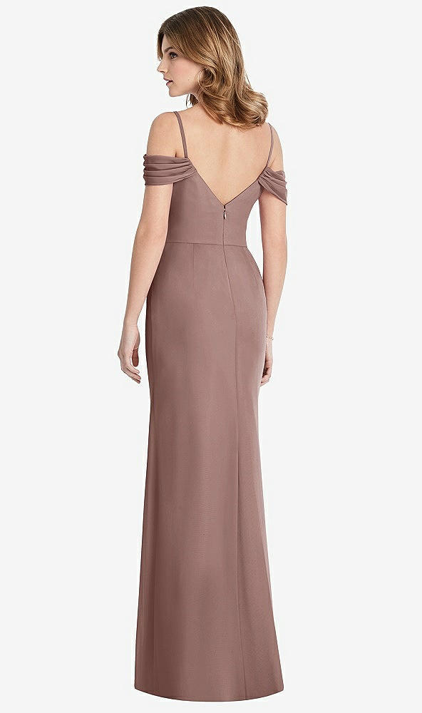Back View - Sienna Off-the-Shoulder Chiffon Trumpet Gown with Front Slit