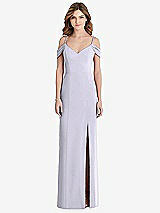 Front View Thumbnail - Silver Dove Off-the-Shoulder Chiffon Trumpet Gown with Front Slit