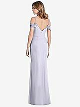 Rear View Thumbnail - Silver Dove Off-the-Shoulder Chiffon Trumpet Gown with Front Slit
