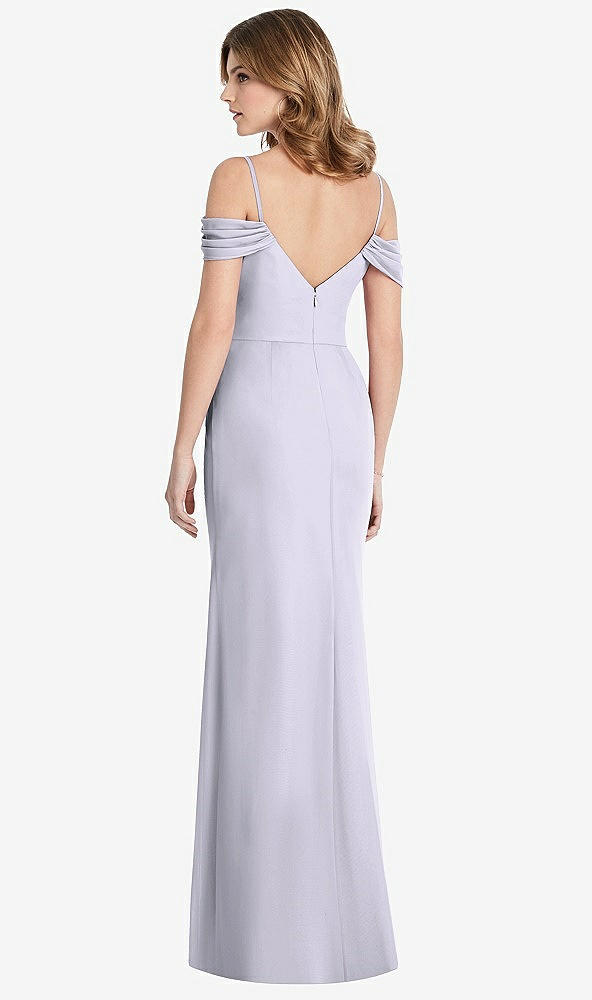 Back View - Silver Dove Off-the-Shoulder Chiffon Trumpet Gown with Front Slit