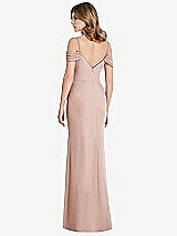 Rear View Thumbnail - Toasted Sugar Off-the-Shoulder Chiffon Trumpet Gown with Front Slit
