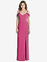 Front View Thumbnail - Tea Rose Off-the-Shoulder Chiffon Trumpet Gown with Front Slit