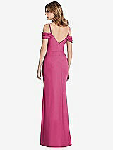 Rear View Thumbnail - Tea Rose Off-the-Shoulder Chiffon Trumpet Gown with Front Slit
