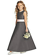 Front View Thumbnail - Caviar Gray & Blush Flower Girl Dress FL4062