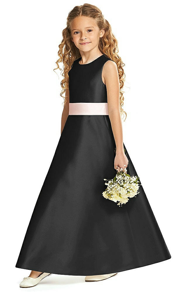 Front View - Black & Blush Flower Girl Dress FL4062