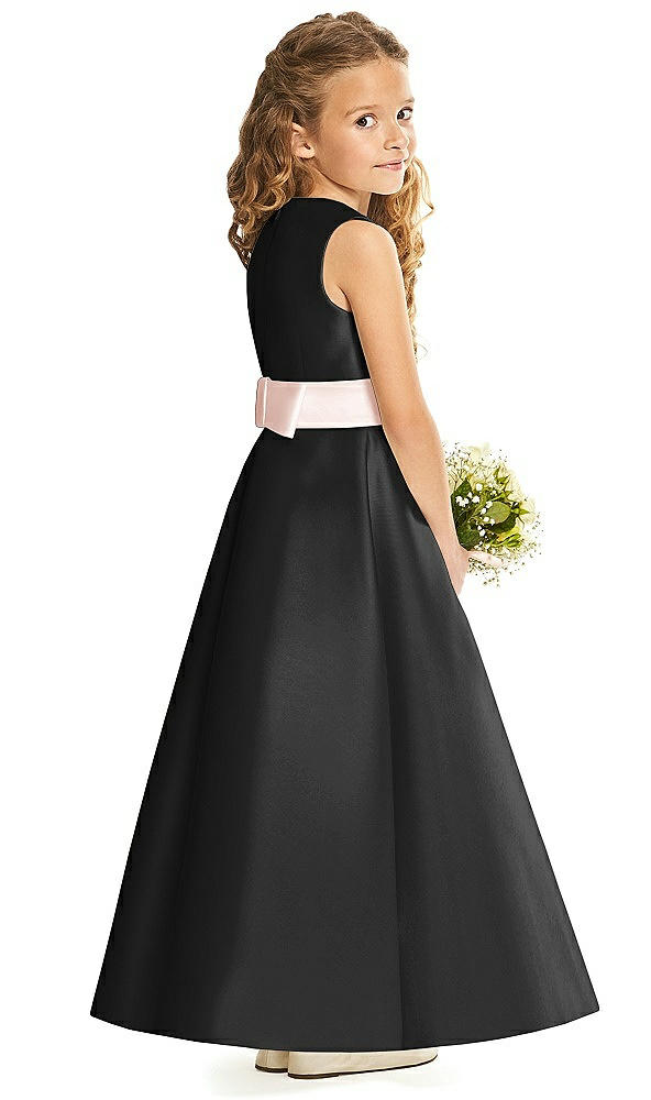 Back View - Black & Blush Flower Girl Dress FL4062