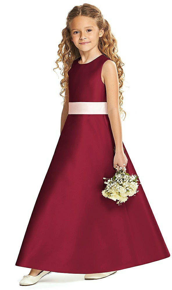 Front View - Burgundy & Blush Flower Girl Dress FL4062