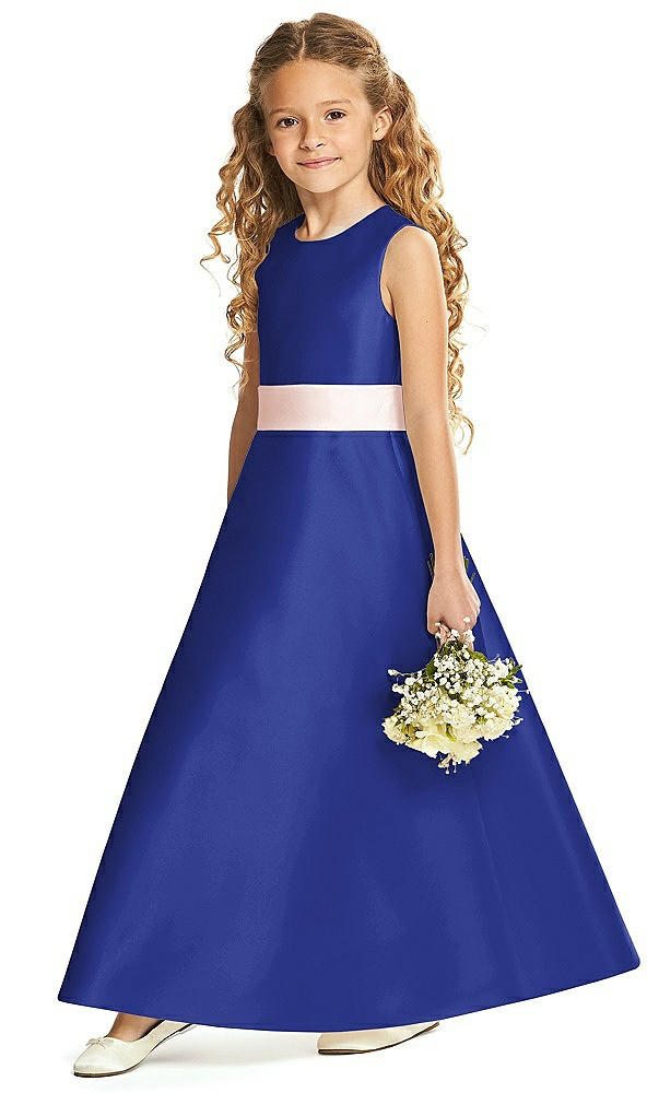 Front View - Cobalt Blue & Blush Flower Girl Dress FL4062
