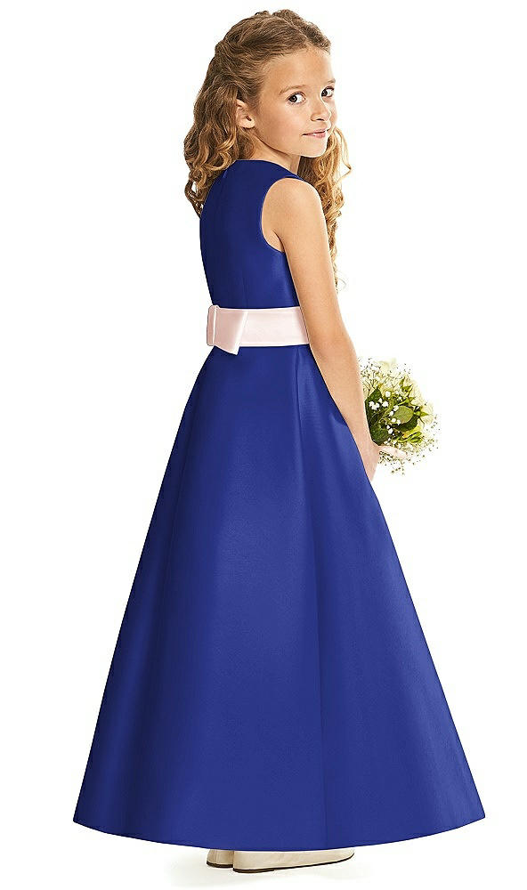 Back View - Cobalt Blue & Blush Flower Girl Dress FL4062
