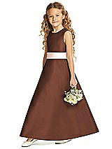 Front View Thumbnail - Cognac & Blush Flower Girl Dress FL4062
