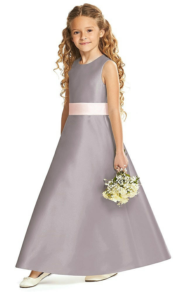 Front View - Cashmere Gray & Blush Flower Girl Dress FL4062