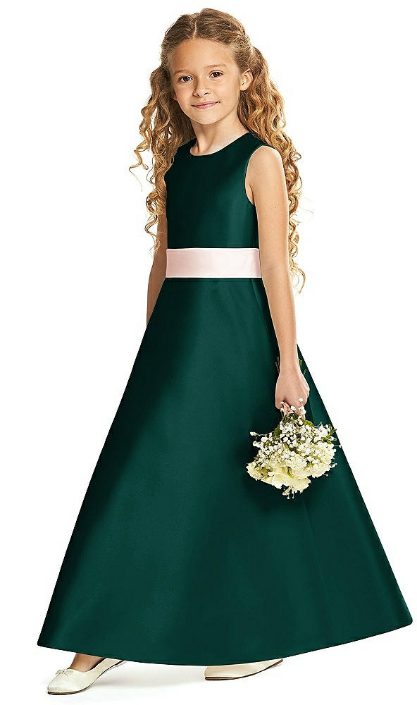 Front View - Evergreen & Blush Flower Girl Dress FL4062