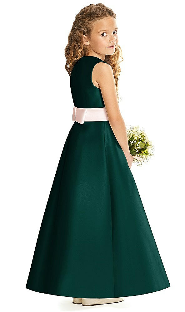 Back View - Evergreen & Blush Flower Girl Dress FL4062