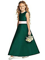 Front View Thumbnail - Hunter Green & Blush Flower Girl Dress FL4062
