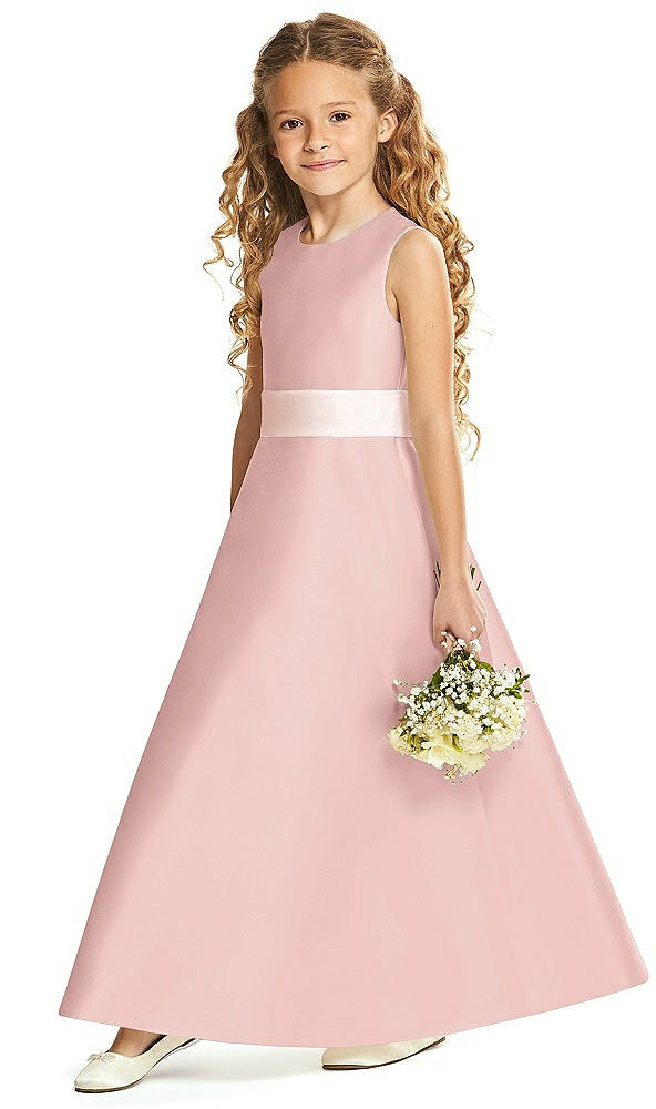 Front View - Rose - PANTONE Rose Quartz & Blush Flower Girl Dress FL4062