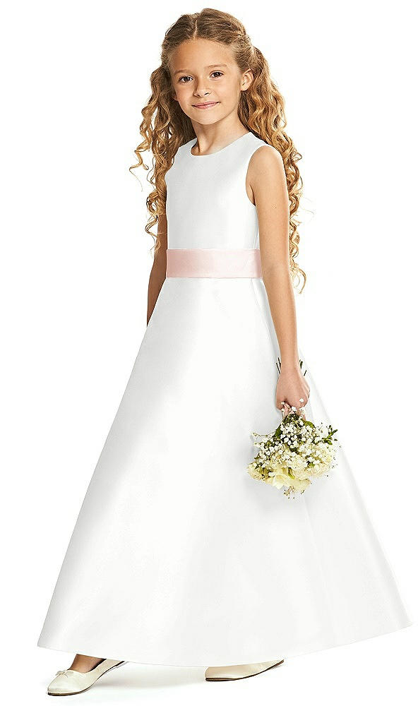 Front View - White & Blush Flower Girl Dress FL4062